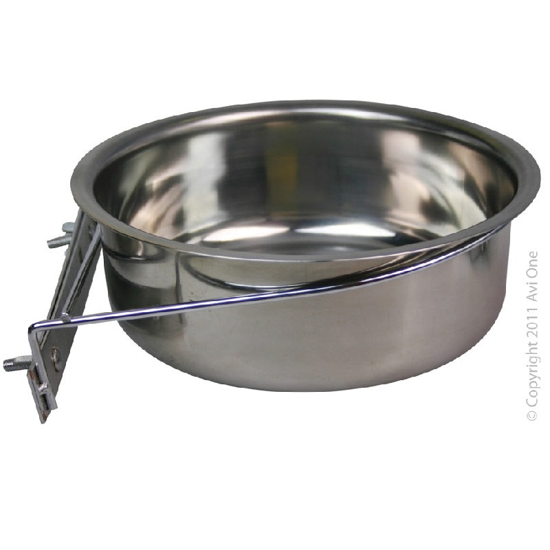 Avi One Stainless Coop Cup Feeder With Clamp Holder