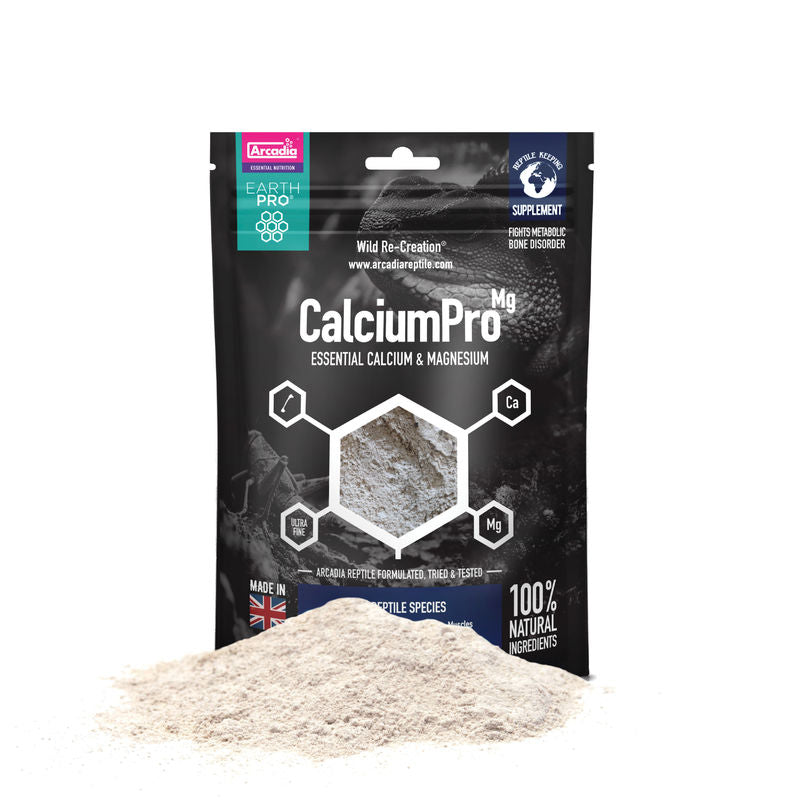 Arcadia EarthPro Reptile Calcium Supplement CalciumPro Mg 450g for use with Bearded Dragons, Leopard Geckos, Blue Tongue Skinks, Water Dragons. Best reptile supplement New Zealand reptile supplies online Wilderness Woodend