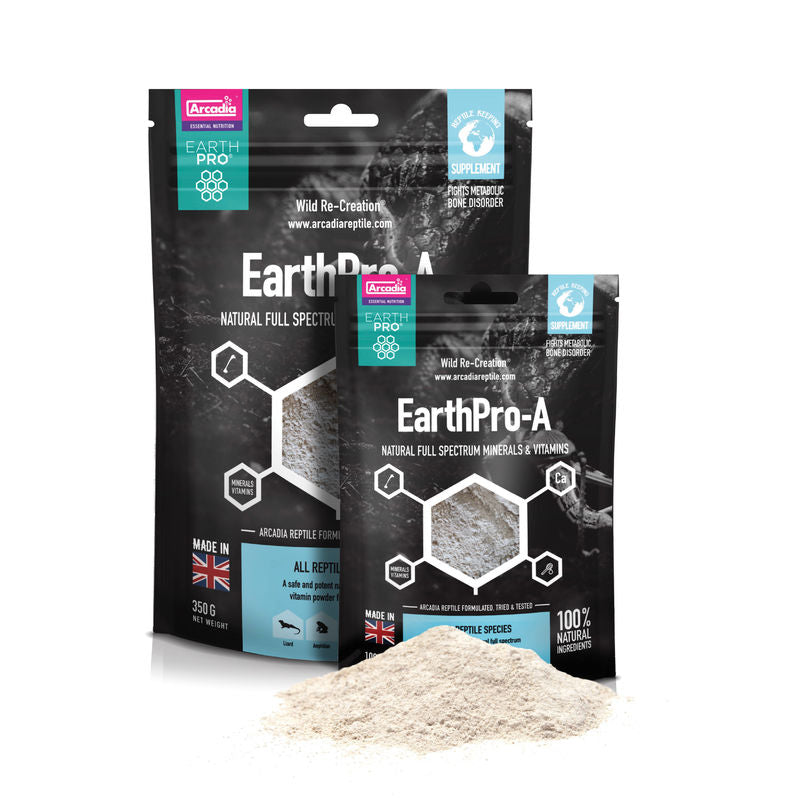 Arcadia EarthPro A Reptile Calcium and Mineral Supplement. Natural. For Bearded Dragons, Blue Tongue Skinks, Water Dragons Leopard Geckos. Wilderness Woodend Online Reptile Supplies New Zealand