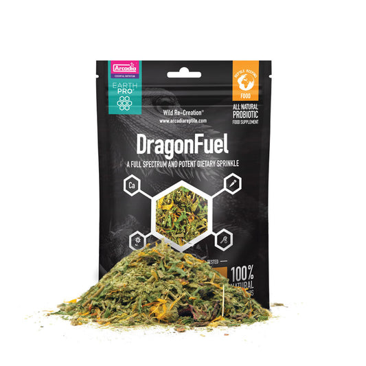 Arcadia EarthPro DragonFuel salad topper reptile supplements New Zealand Reptile Supplies Online. DragonFuel is great for Bearded Dragons, Water Dragons, Tortoises