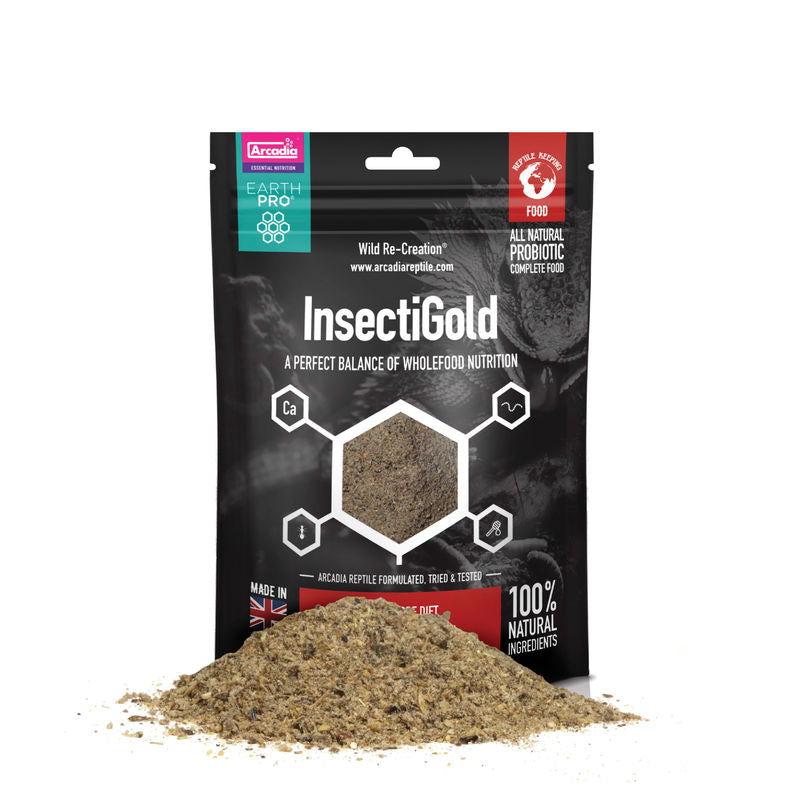 Arcadia Reptile EarthPro InsectiGold Bearded Dragon Food Wilderness Woodend Reptile Supplies Online