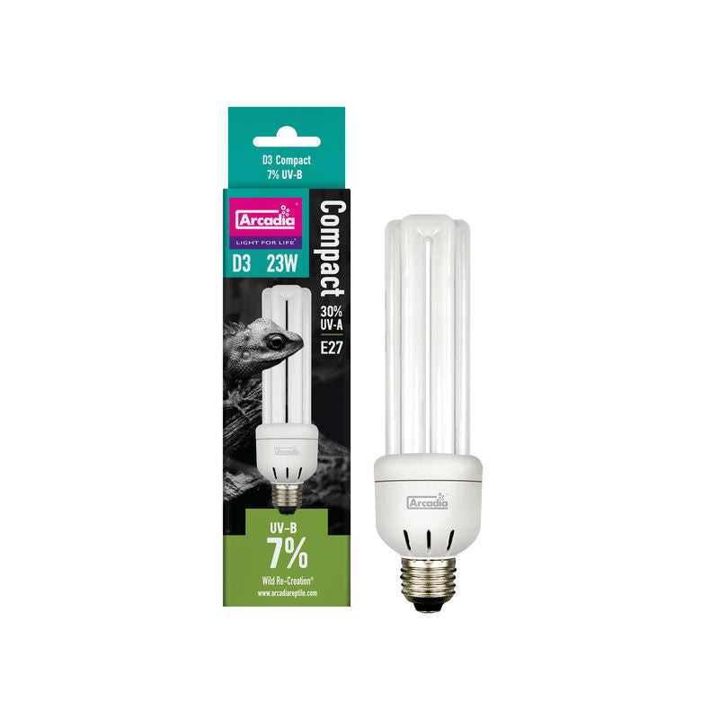 Arcadia Reptile Wilderness Woodend Forest Compact UVB Bulb suitable for Water Dragons, Blue Tongue Skinks and frogs.