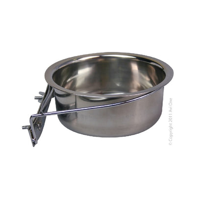 Avi One Stainless Coop Cup Feeder With Clamp Holder