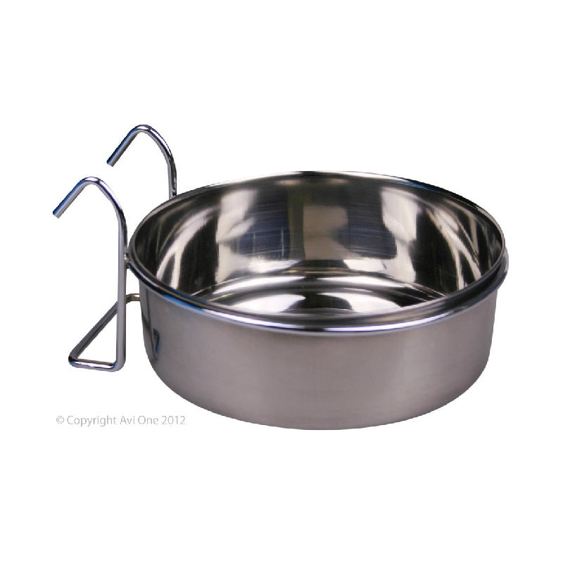 Avi One Stainless Coop Cup Feeder With Hook Holder