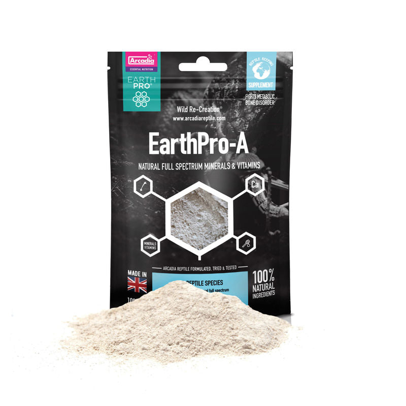 Arcadia EarthPro A 100g Reptile Calcium and Mineral Supplement. Natural. For Bearded Dragons, Blue Tongue Skinks, Water Dragons Leopard Geckos. Wilderness Woodend Online Reptile Supplies New Zealand