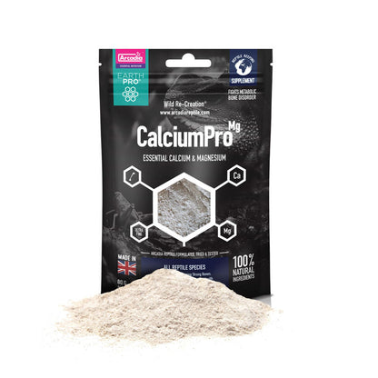 Arcadia EarthPro Reptile Calcium Supplement CalciumPro Mg 80g for use with Bearded Dragons, Leopard Geckos, Blue Tongue Skinks, Water Dragons. Best reptile supplement New Zealand reptile supplies online Wilderness Woodend