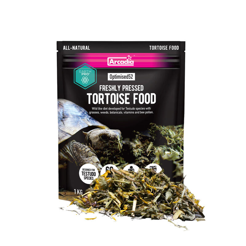 Arcadia EarthPro Optimised52 Tortoise Food 1kg. Natural Food for Greek and Hermans Tortoises New Zealand reptile supplies online. Best tortoise food available what to feed your tortoises.
