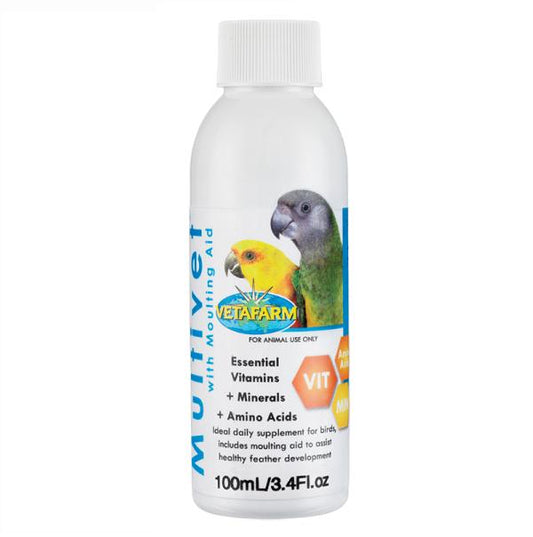 Vetafarm Multivet Liquid Bird Parrot Supplement 100ml Wilderness Woodend online bird supplies parrot bird supplements