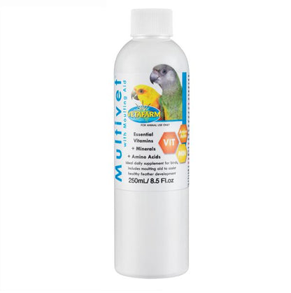 Vetafarm Multivet Liquid Bird Parrot Supplement 250ml Wilderness Woodend online bird supplies parrot bird supplements